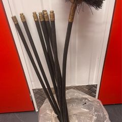 Chimney sweeping set with 7 flexible rods and chimney brush.