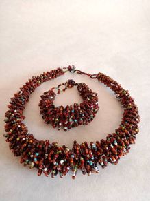 Hand Made Tribal Glass Bead Necklace & Bracelet