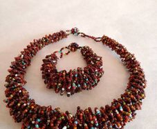 Hand Made Tribal Glass Bead Necklace & Bracelet