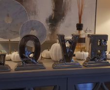 L O V E silver ornaments