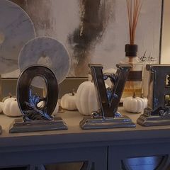 L O V E silver ornaments