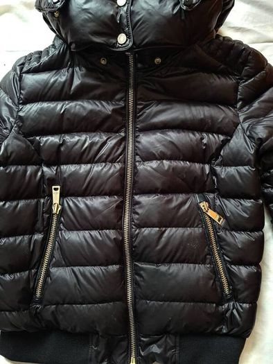 Holland copper down puffer jacker Size medium Pit to pit 20" black Hooded in good condition