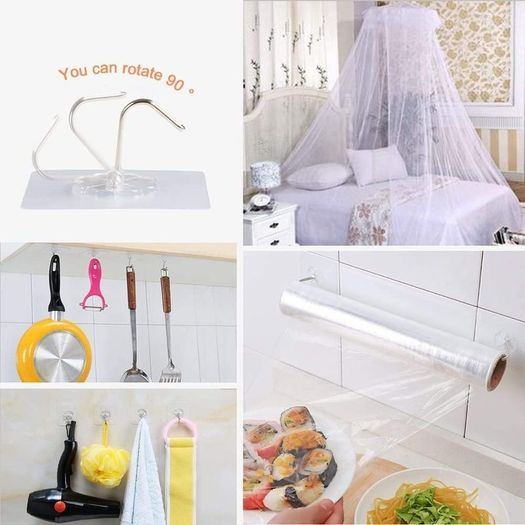 Adhesive Hooks Heavy Duty Wall Hooks 8kg (Max) Self Adhesive Hook 12pcs