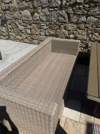 10 seater rattan garden set with dark navy cushions