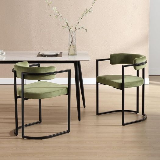 Set of 2 Modern Dining Chairs Metal Frame Velvet