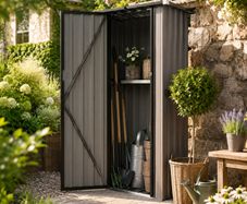 Compact Galvanised Steel Garden Storage Shed 88 x 54 x 164 cm