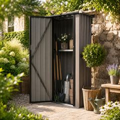 Compact Galvanised Steel Garden Storage Shed 88 x 54 x 164 cm