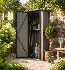 Compact Galvanised Steel Garden Storage Shed 88 x 54 x 164 cm