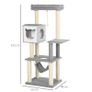 5-Levels Plush Cat Tree Tower Activity Center with Sisal Scratching Posts Hammock Perch Condo Soft Cushions, Grey Image 2