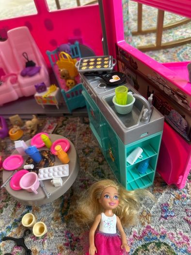 Barbie Campervan/Slide/Pool/Dolls/Accessories