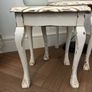 Upcycled French Country Nesting Tables Set Distressed White and Gold Image 10
