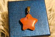 Orange Aventurine Star Pendant Polished Crystal Charm