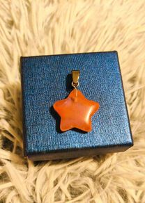 Orange Aventurine Star Pendant Polished Crystal Charm