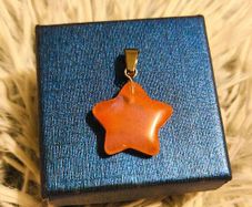 Orange Aventurine Star Pendant Polished Crystal Charm