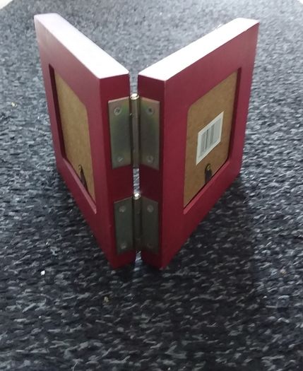 Feng Shui, Red Hinged Double Picture Frame with Chinese Coins
