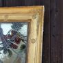 Antique French Mirror large freestanding 6 foot high with stained glass 1920s Beautiful patina a one of a kind piece Image 7
