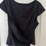 Pinstripe Wrap Tie Top & Pants Set - Navy / L Image 4