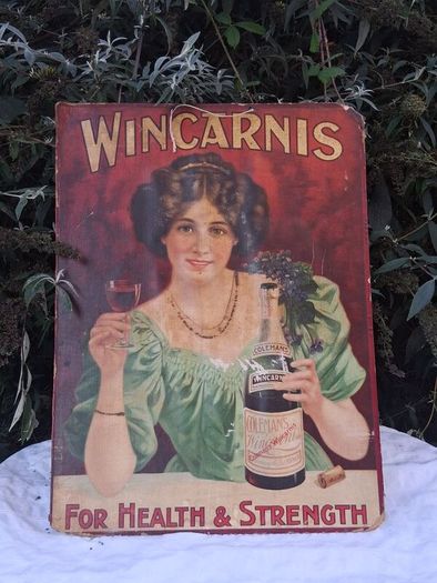 Original Wincarnis Art Nouveau Cardboard Sign