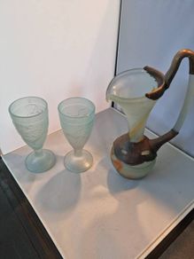 vintage jug and 2 Goblets