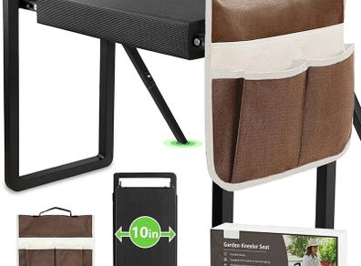 Foldable Garden Kneeling and Seat, Anti-Tipping Gardener Stool Widened Thick Soft Kneeling Pad, Heavy Duty Gardening Stool with Garden Tool Bag, Gardening Gift (Black)