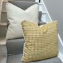 Handmade Mustard Yellow Houndstooth Cushion Covers with Cream Piping  Pair, 20 x 20 Inches Image 3