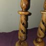 Pair of Olive Wood Spiral Pilar Candlestick Holders Image 5