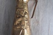 Vintage Peerage England Brass Pitcher Watering Can with Embossed Scene