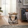 _Side Table, Bedside Table, Round Coffee Table with Storage Space, Removable Storage Bag, Metal Frame, 50 x 50 cm, for Living Room, Bedroom, Industrial Design, Vintage Brown/Black Image 2