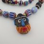 Antique Venetian Style MulitColor Mix Glass & Old Face Glass Pendant Necklace Image 4