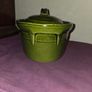 Mid Century Olive Green Ceramic Casserole Dish Image 4