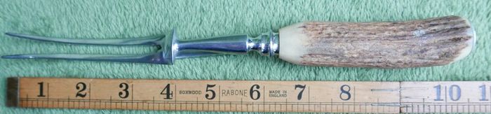 Antique Bone Handle Flatware Serving Meat Fork with Guard