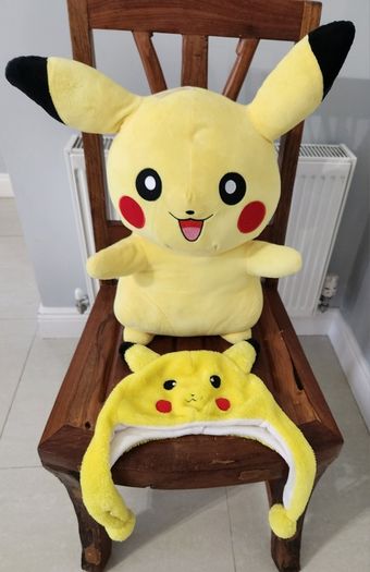 Pokemon Pikachu Large soft plush toy (approx 22 inches) + Ear Hat + 2 Shoulder Bags / Pouches