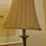 pair of lamps vintage style.  82 cm in height. 12 cm base of lampshade.  Tarnished brass patina with decorative texture. Image 4
