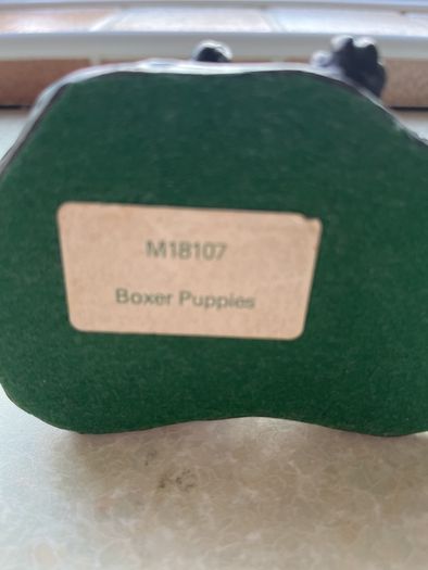 Heriditoes Bronze Cold Cast Resin Pair Boxer Puppies VGC