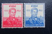 Ireland 1957.Admiral William Brown.Stamp pair.Mint Lightly Hinged.
