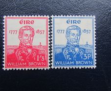 Ireland 1957.Admiral William Brown.Stamp pair.Mint Lightly Hinged.