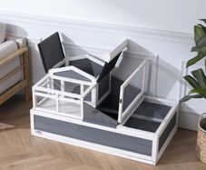 Large 3-Room ortoise Habitat Wooden Tortoise House Indoor/Outdoor 112x65x61 cm