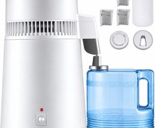 Pure Water Distiller 4L Stainless Steel Inner Water Distillation 750W Water Purifier Filter Water Distillers Machine with Collection Bottle for Offices Homes