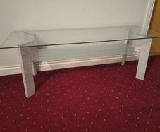 Glass Coffee Table with Frosted Glass Shelf