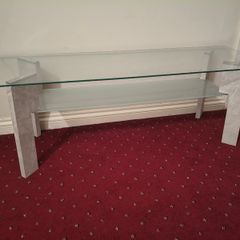 Glass Coffee Table with Frosted Glass Shelf