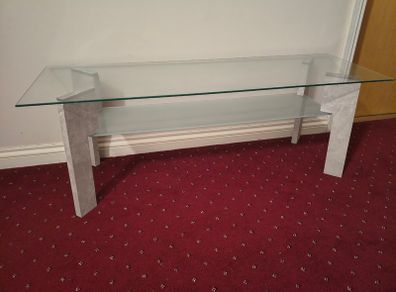 Glass Coffee Table with Frosted Glass Shelf
