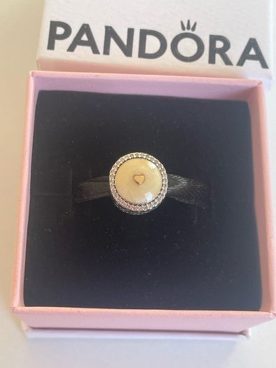 Pandora Two Tone Precious Heart Charm with 14k Gold Hearts