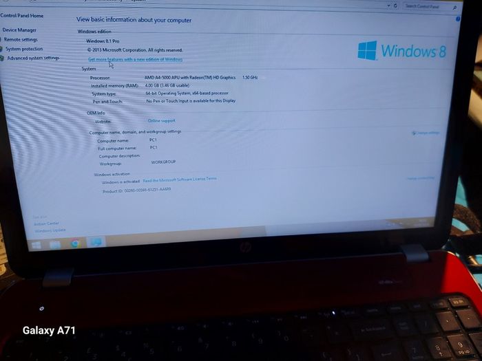 HP Pavillion, Red, 4GB Ram, 700GB HDD, Windows 8 Pro, AMD A4-5000 APU with Radeon HD Graphis 1.5GHz, Chrome and VLC for best movie ecperience