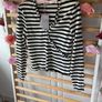 Mango top size medium wrap effect long sleeves black & ivory cream Image 9