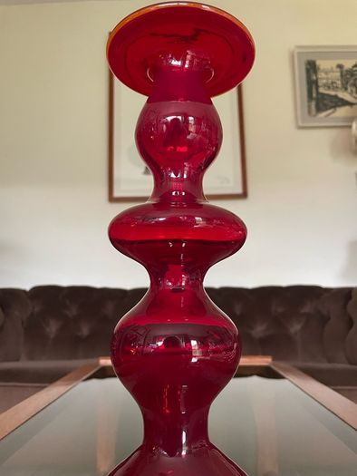 Uber Retro Mid Century Heavy Ruby Red Vase