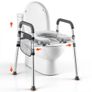 Raised Toilet Seat with Handles 158.7 kg Handicap Elevated Riser, for Seniors, Elderly & Disabled, Adjustable Height & Width, Soft Cushion Padded, Fits Round, Elongated & V-Shaped Commode Image 8