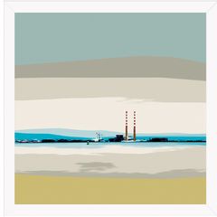 Calmer Day on Dublin Bay, XL Framed Canvas Print, by artist Helen Mathews