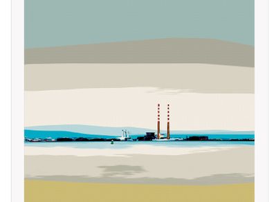 Calmer Day on Dublin Bay, XL Framed Canvas Print, by artist Helen Mathews