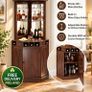 Industrial Corner Bar Cabinet with Wine Rack & Glass Holder  Black Walnut Image 2