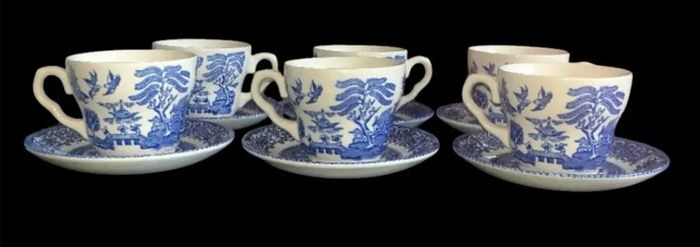 Vintage English Ironstone "Old Willow" Tea Set